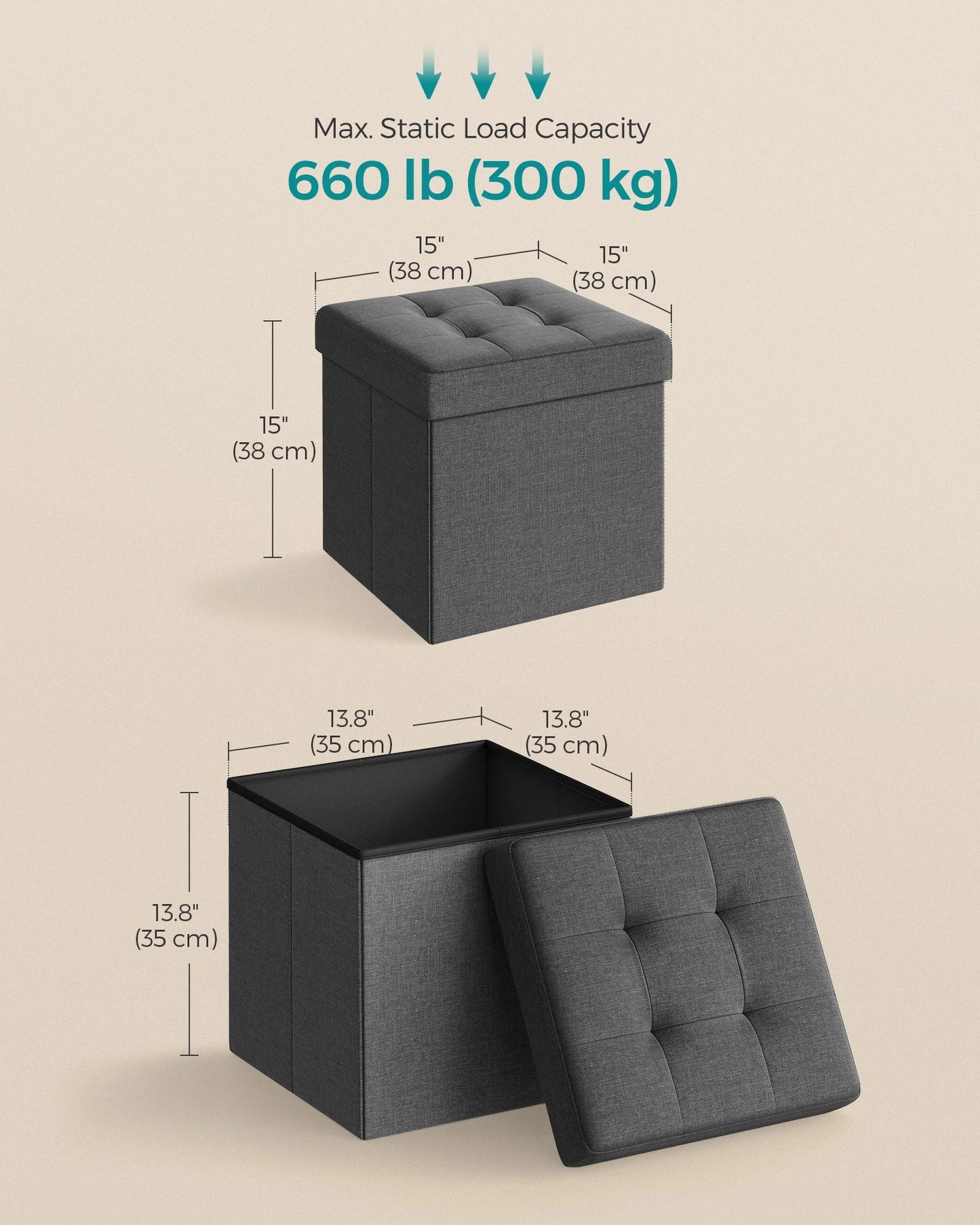 Foldable Storage Ottoman - Quick Assembly - Home Haven