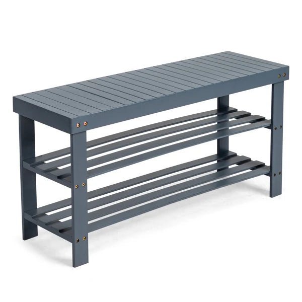 Bamboo Shoe Rack 3 - Tier Rack & Bench - Home Haven