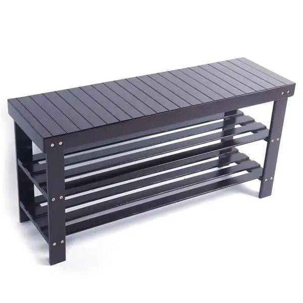 Bamboo Shoe Rack 3 - Tier Rack & Bench - Home Haven