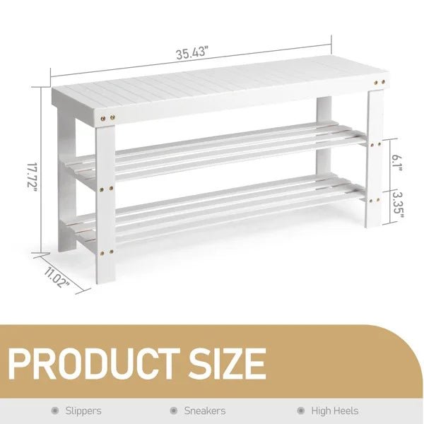 Bamboo Shoe Rack 3 - Tier Rack & Bench - Home Haven