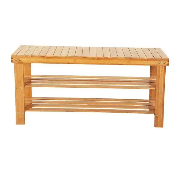 Bamboo Shoe Rack 3 - Tier Rack & Bench - Home Haven