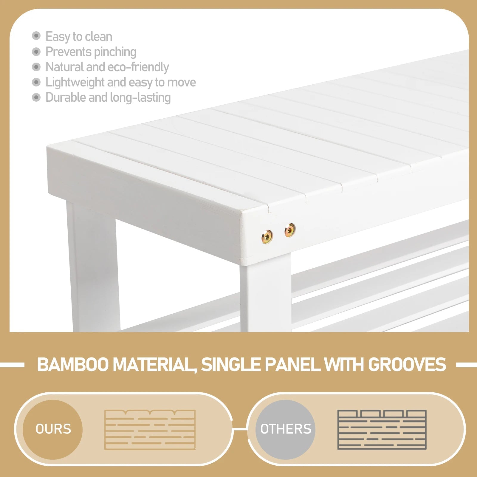 Bamboo Shoe Rack 3 - Tier Rack & Bench - Home Haven