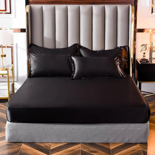Fitted Satin Sheet, Silk Mattress Cover - Home Haven