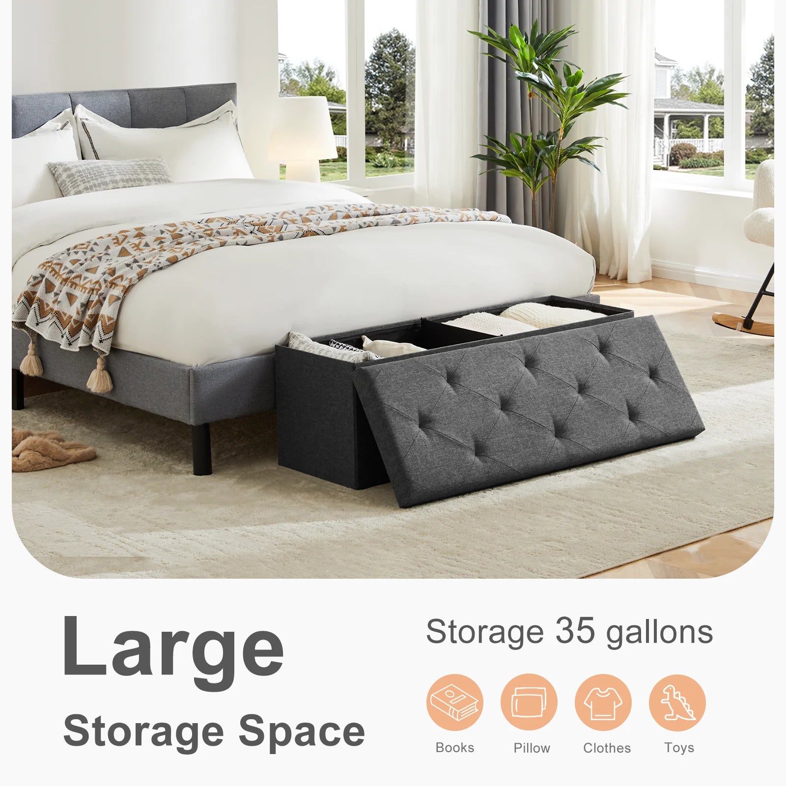 Living Room Storage Box, Bedroom Bed End Bench - Home Haven