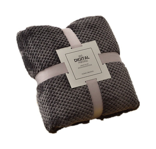 Pure Color Mesh Pineapple Grid Coral Fleece Blanket - Home Haven